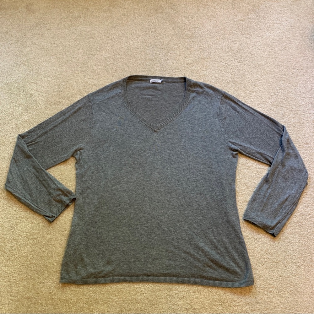 Lark & Wolff Grey Cotton Pull Over Sweater Long Sleeve V Neck Mens Size S